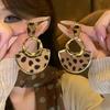 High-End Retro Leopard Print Herzohrringe - Silber Stecker Nische Maillard Stil für Damen