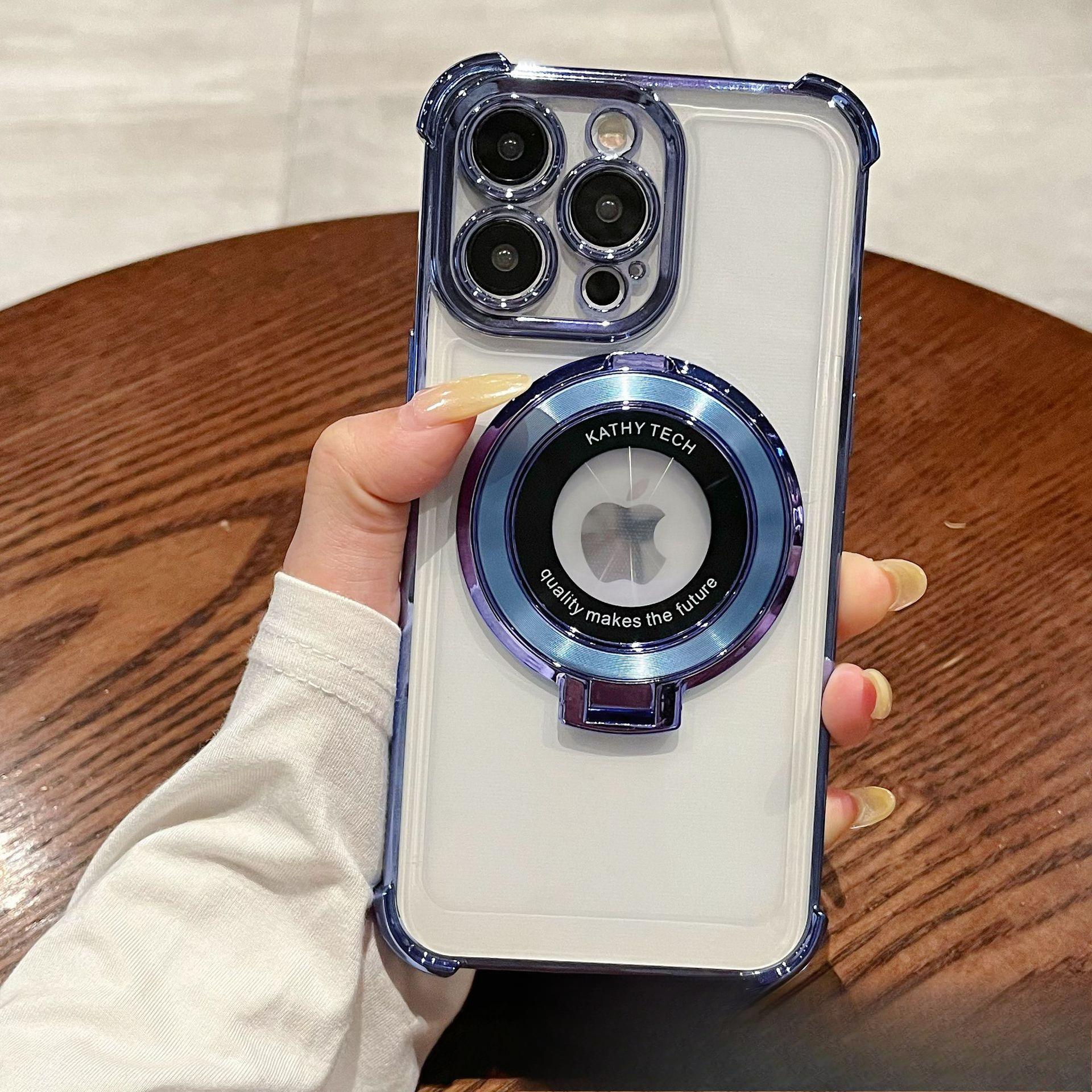 

Гальваническое магнитное крепление-присоска Подходит для защитного чехла Apple 16PRO Гальванический противоударный мягкий чехол Чехол для мобильного телефона iPhone13 15 Apple 16PROMAX синий