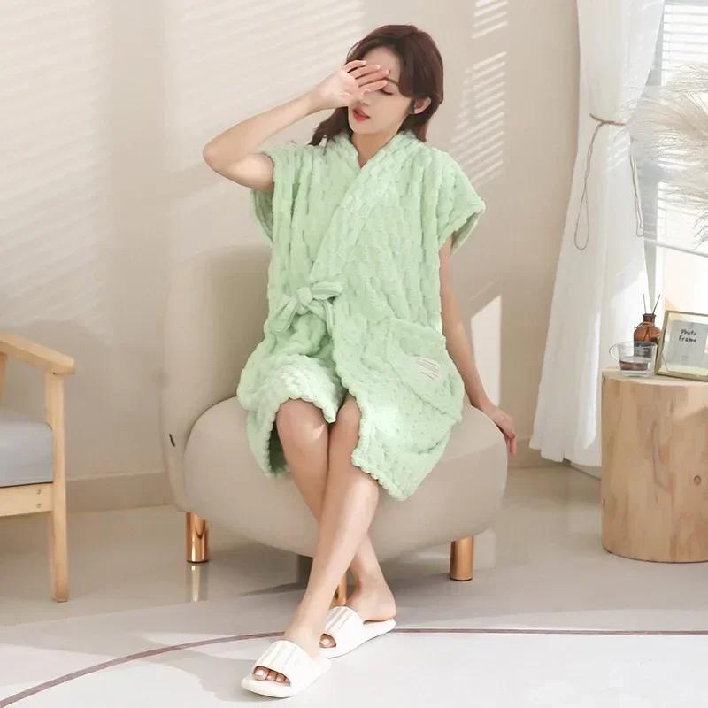 Household Wearable Wrappable Cloud Velvet Strap Bath Skirt Warp Knitted Coral Velvet Bathrobe Style Summer Bath Towel