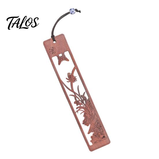 Hollow Pattern Bookmark Rosewood Bookmark, Plum Orchid Bamboo Chrysanthemum Carved Classic Wooden Traditional Chinese Style Wood Page Marker for Book