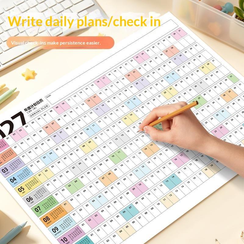 2027 Full Year Wall Calendar Blank Writing Blocks Daily Planning Scheduling Memorandum