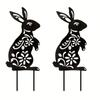 Animal Silhouette Bunny Rabbit Garden Stake - Yard Art for Lawn, Patio, and Home Decor with Floral Cutouts