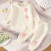 [For Outdoor] Stylish Baby Girl Long Sleeve Pants Three-Dimensional Flower Sweatshirt Set, for Outdoor