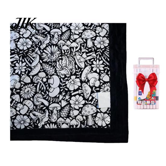 DIY Coloring Blanket for Parties Color Your Own Art Project with Markers Washable Gift Idea Craft Throw Home Decor Holiday Party Activity Unique