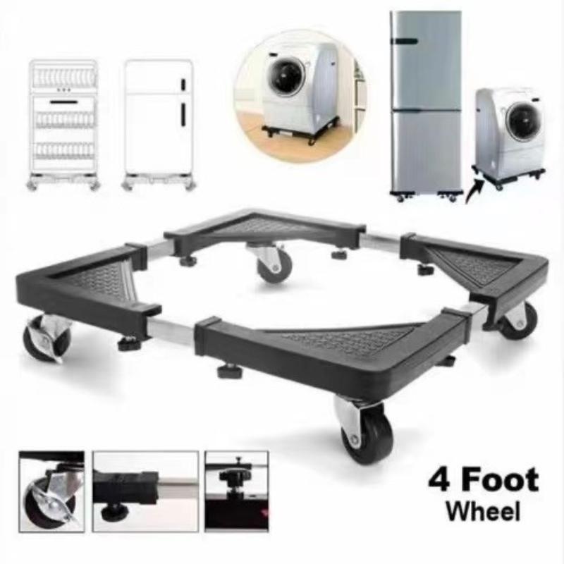 Adjustable Heavy Duty Appliance Base Lockable Wheels Non Slip Pads Anti Vibration Support Frame For Washer Fridge Dryer