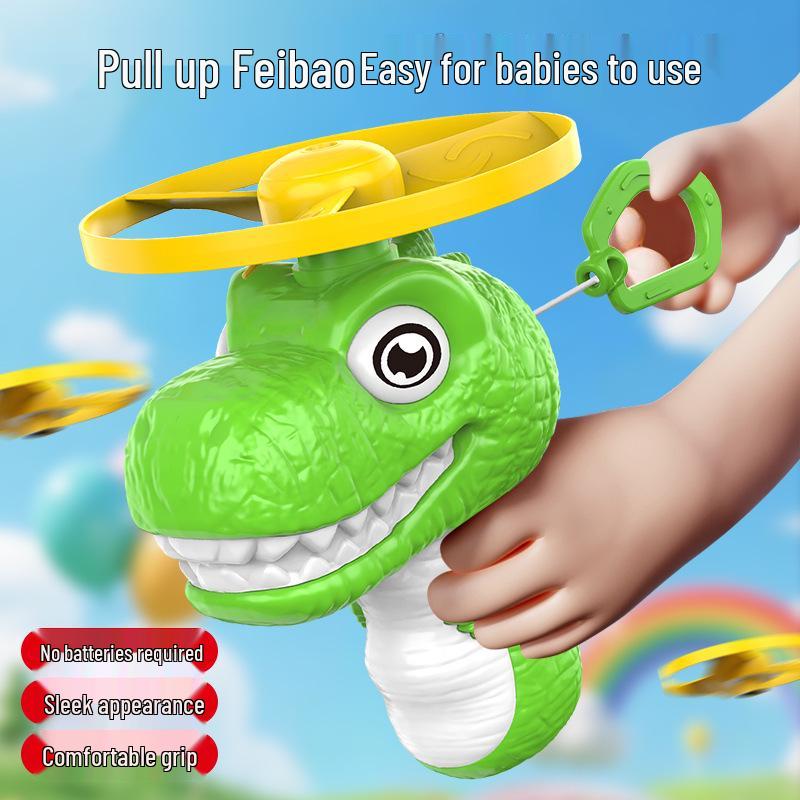 Kids' T-Rex Bamboo Dragonfly Toy: Hand-Pulled Flying Disc for Outdoor Parent-Child Fun
