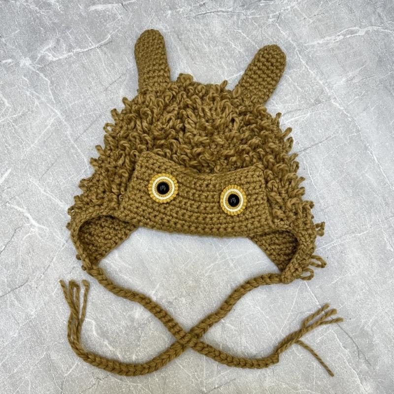Winter Warm Knit Hat for Women Funny Monsters Hat Hooded Skull Hat Outdoor Activity Cap Windproof Headwear Pullover Hat