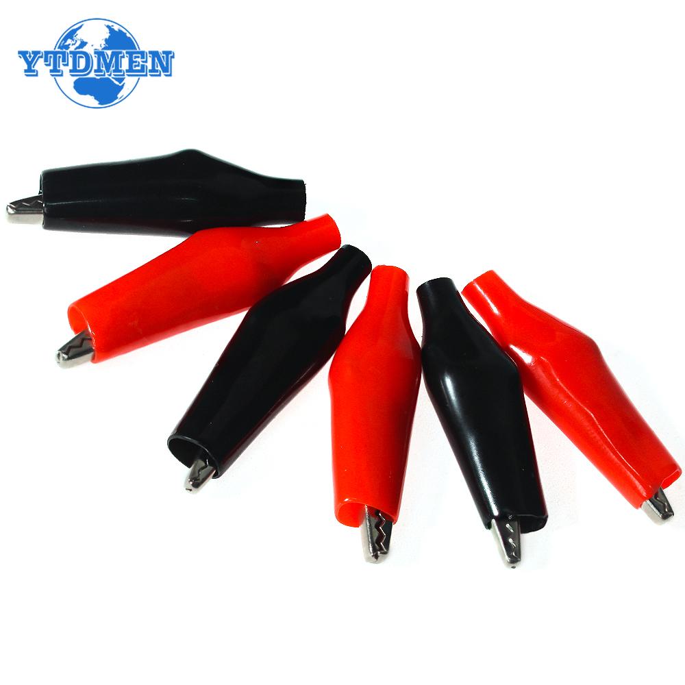 10PCS/2 Colors Crocodile Type Clip 24*28mm Black Red Soft Plastic Coated DIY Electronic Testing Probe Mini Alligator Test Clips