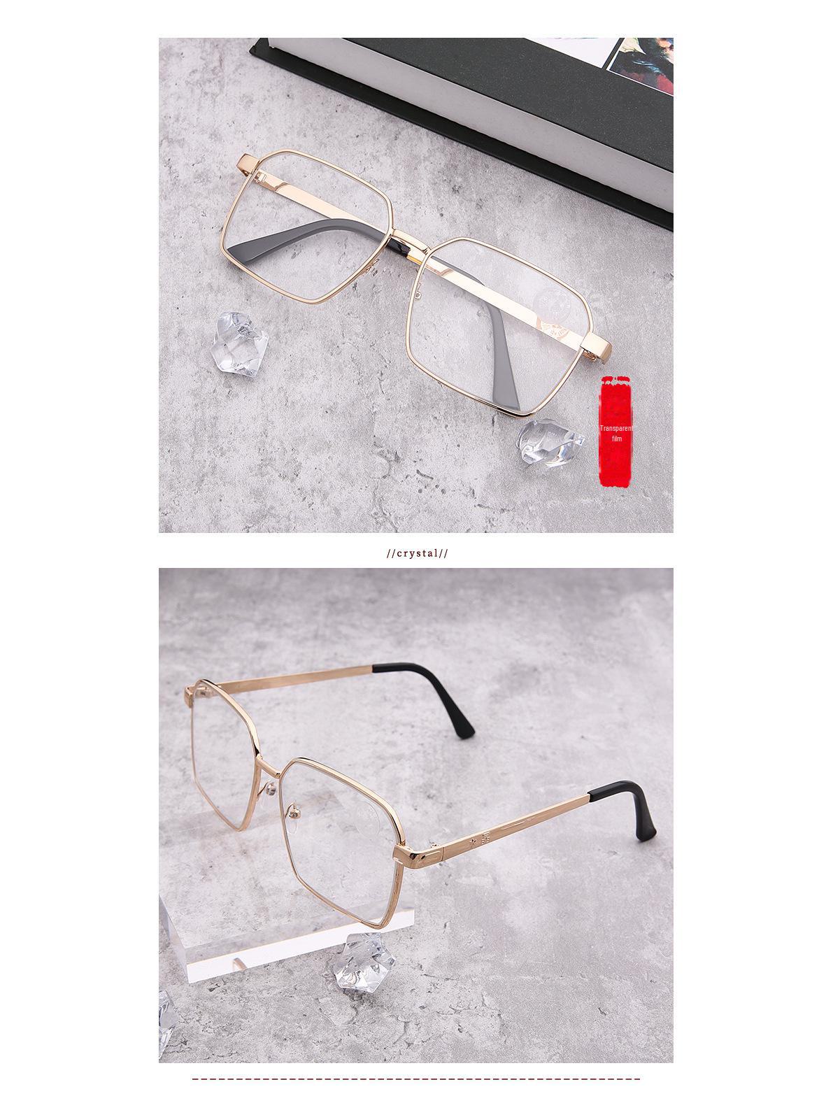 

Мужские солнцезащитные очки с большим полигональным хрустальным стеклом и металлической оправой