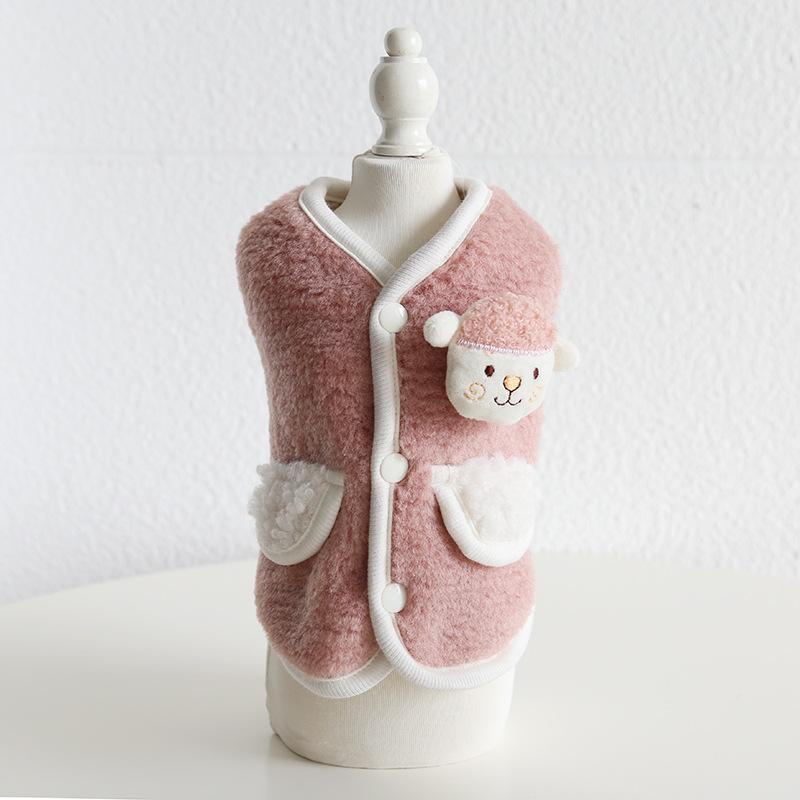 Cartoon Animal Velvet Vest Autumn and Winter Teddy Cat Clothing Pet Clothing Dog Clothing Dog Accessories Designer Dog Clothes
