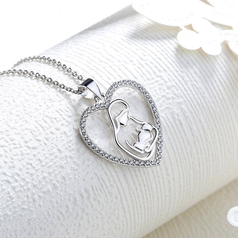 Mother's Day Accessories 925 Sterling Silver Diamond-encrusted Love Necklace Women's Niche Premium Mother and Child Pendant Clavicle Chain