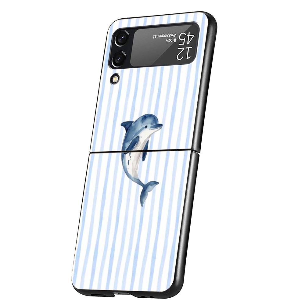 

Жесткий ПК чехол для телефона Samsung Galaxy Z Flip 7 6 5 4 Черный чехол для Galaxy Z Flip 3 Складная сумка Дерево Утка Лимон Цветок Узор Z Flip 5