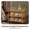 Bamboo Tea Cup Rack Tiered Teapot Display Stand Wooden Set