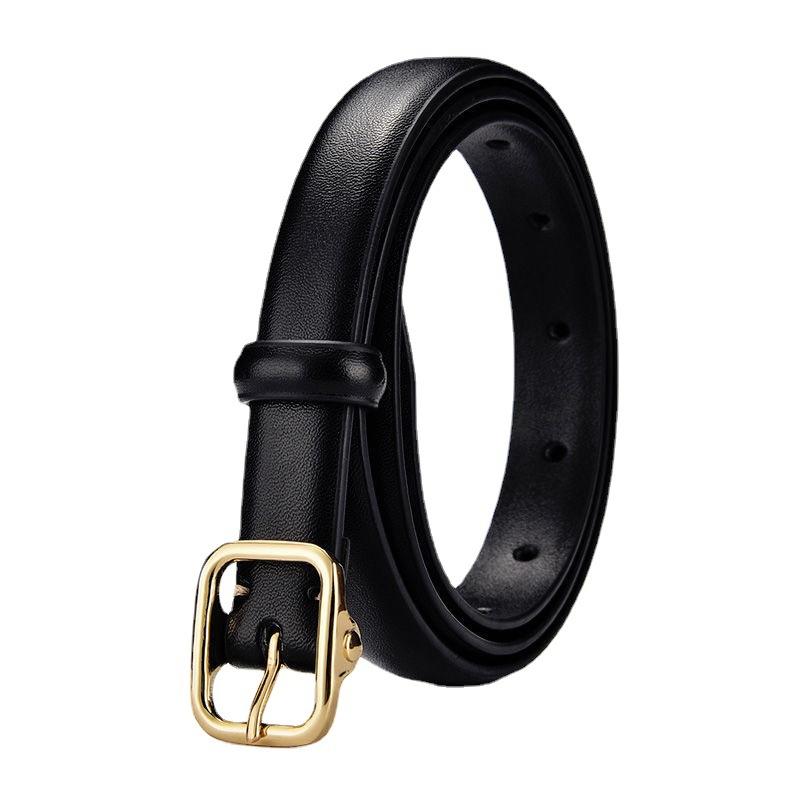 

Women s Simple Vintage Belt Fashion All-match Gold Pin Buckle Decoration Thin Belt 100cm