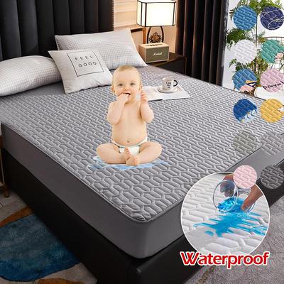 Αδιάβροχο κάλυμμα στρώματος Ελαστικό προστατευτικό στρώματος διπλό εμπριμέ σεντόνι Κάλυμμα κρεβατιού (Χωρίς Μαξιλαροθήκη)