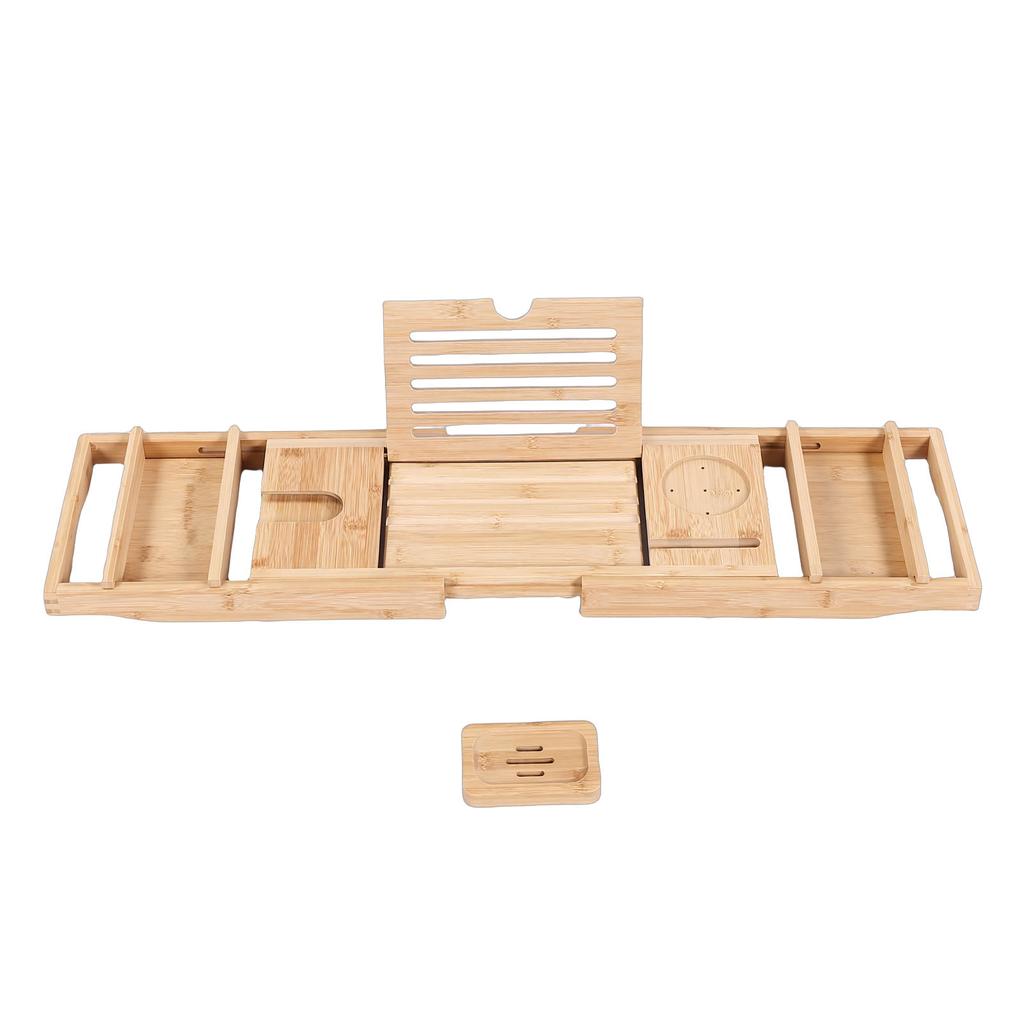 Bandeja para Banheira Dobrável Expansível Mesa de Banho Bandeja com Estante e Suporte para Taça de Vinho para Casa