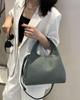 Light Luxury Real Leather Canvas Tote Bag 2025 New Style And Single Shoulder  Casual Large Capacity Minimalist Handheld Bucket Bag