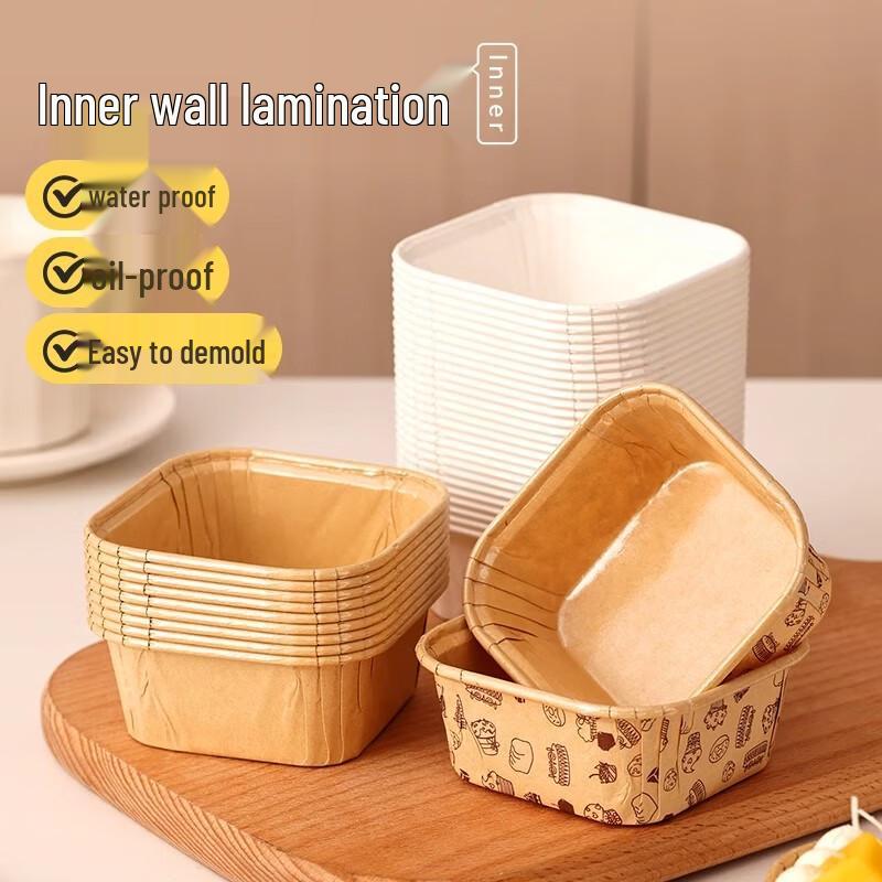 Disposable Square Cake Baking Cups with Lids