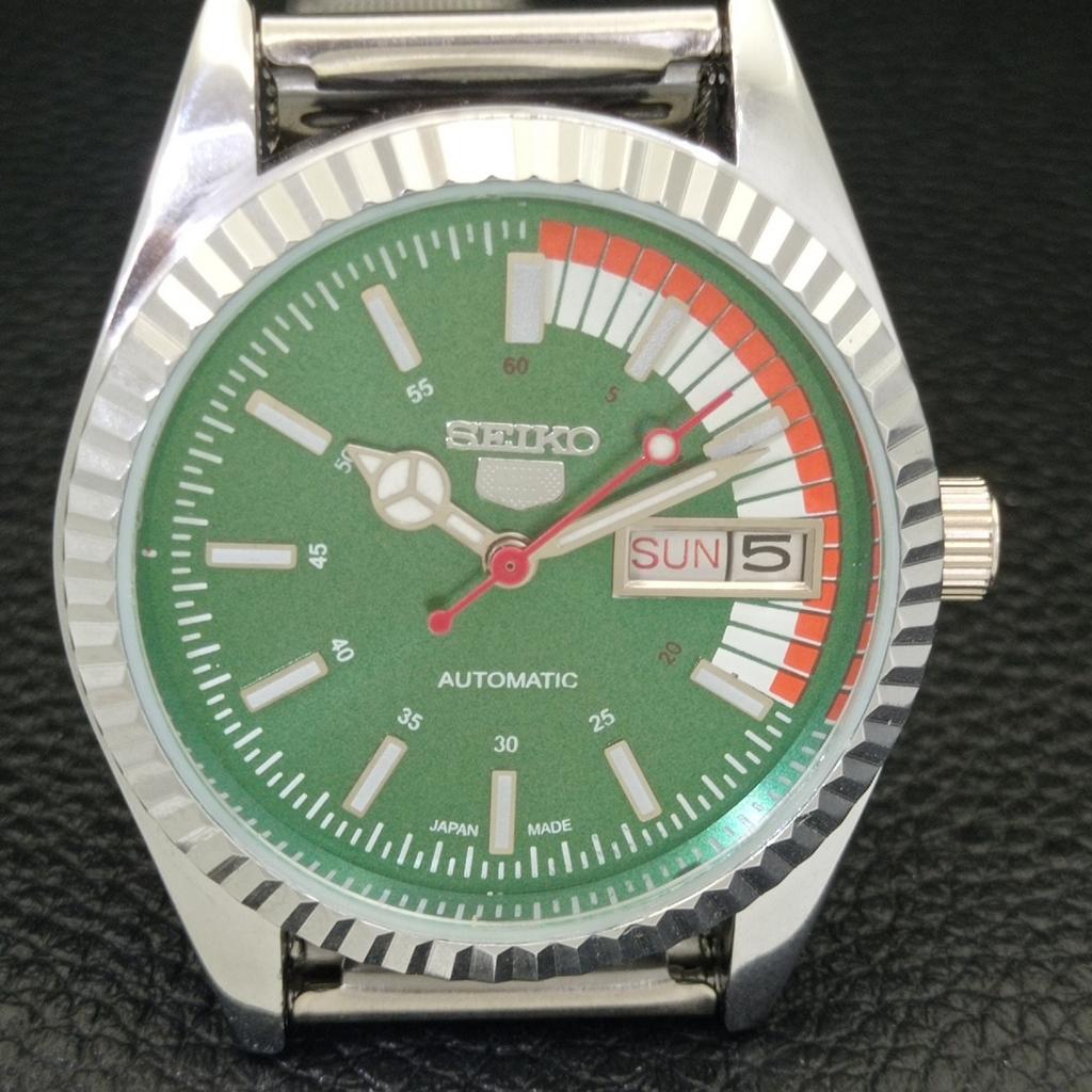 SEIKO 5 AUTOMATIC VINTAGE REFURBISHED 6309A JAPAN MENS GREEN WATCH a440800-4