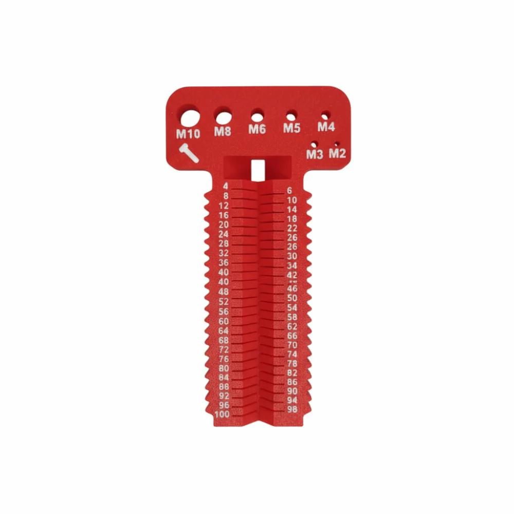 

T-Square Wire Screw Measuring Tool 4-100mm M2-M10 Woodworking Scriber Plastic 3D Printing Thread Pitch Gauge Measurement Ruler червоний
