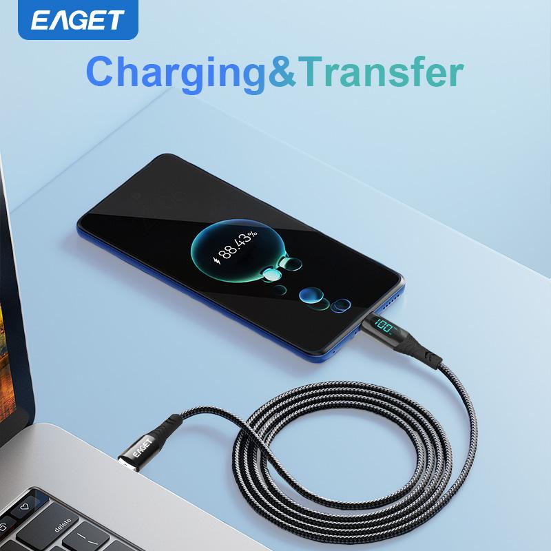 100W Fast Charging USB-C to Lightning Cable - Digital Display Nylon Braided Cable for Android iPhone 15 & More