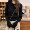 Korean Embroidery Pony Logo Sweater: Women's Versatile Classic Round Neck Cable Knit Top for Autumn/Winter