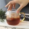 Japanese Single-layer Vertical Stripes with Handle Glass Water Cup Transparent Cold Resistant Milk Cup  Tea Tea Cups