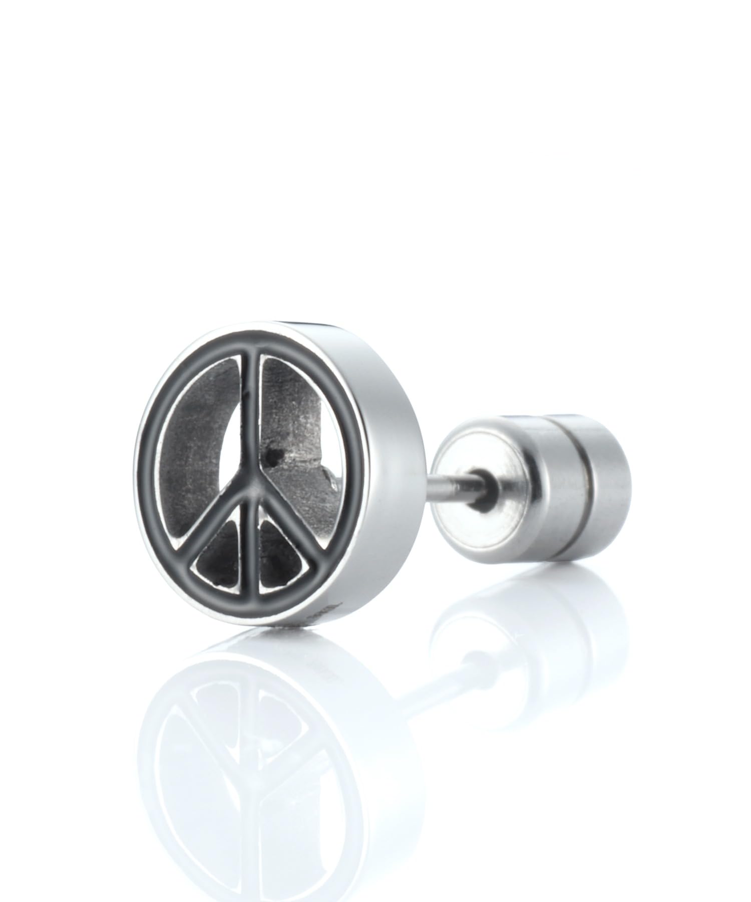 

LION HEART Earring (Single Earring) Men s [Limited Edition] “LH-1” Peace Symbol Stud Earring / Surgical Stainless Steel / Epoxy Resin (Hypoallergenic)