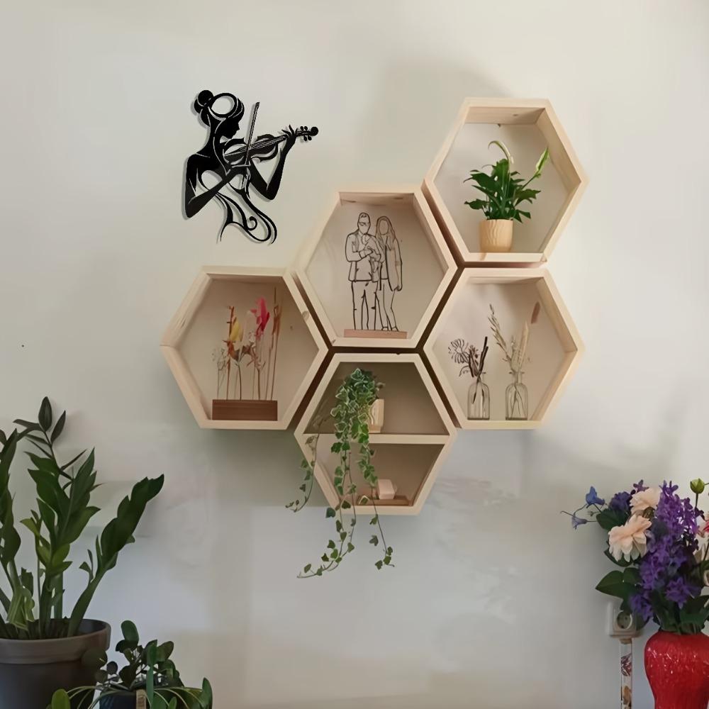 Elegant Violinist Metal Wall Art, Modern Craft Home Decor, Removable for Living Room Office Patio Cafe, Gift