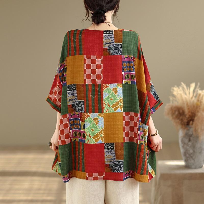 Short Sleeve Oversized Vintage Floral Casual Loose T Shirt Tops Women Summer T-shirt