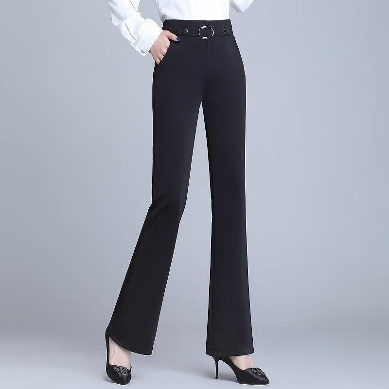 

Women s High-Waisted Micro-Flare Pants: Slimming, Versatile, Casual Drape Skinny Pants - Black, Spring/Autumn Collection 5XL