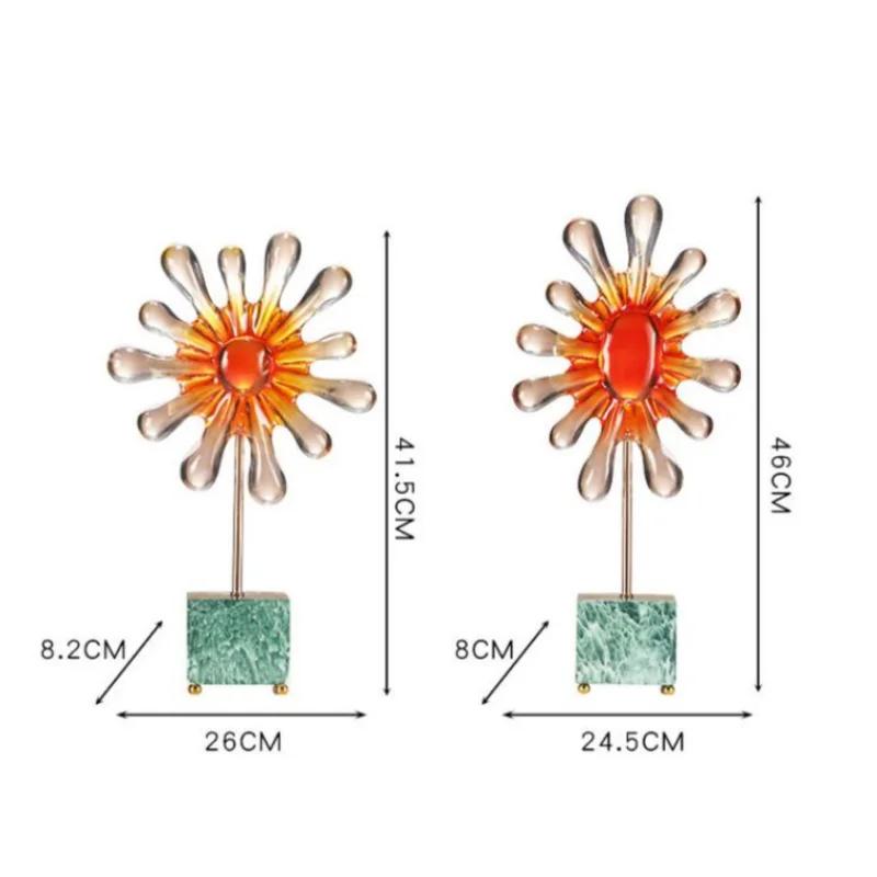 Harz Handwerk Transparent Farbe Verlauf Sonnenblumen Geometrisch Sonne Abstrakt Ornament Dekorative Figuren Zimmer Dekoration