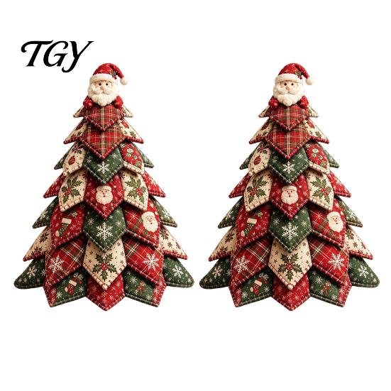 Christmas Craft Kits for Adults DIY Quilted Fabric Tree Kit, Vintage Patchwork Sewing Set Holiday Crafting Teachers Tabletop Decor, Handmade