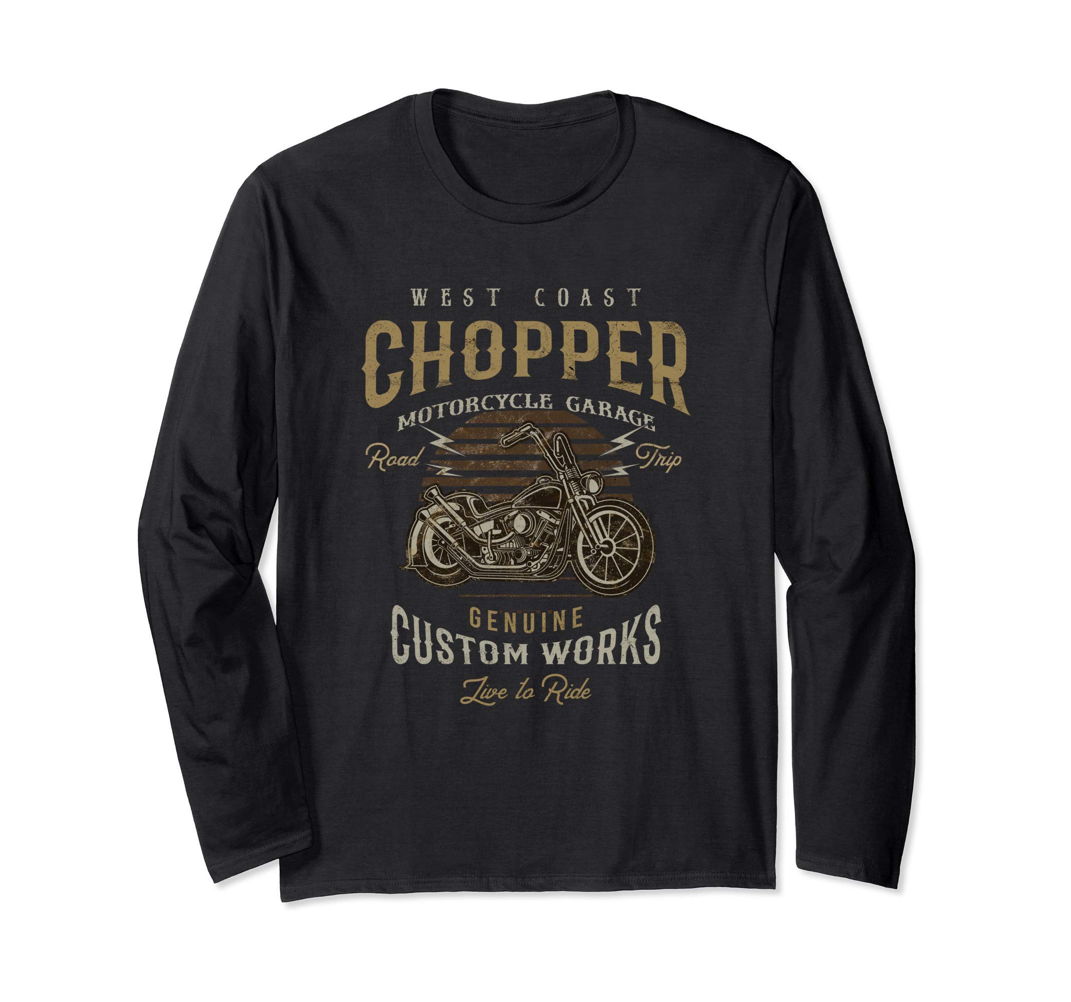 

Motorcycle Shirt West Coast Chopper Garage Vintage Graphic Long Sleeve T-Shirt