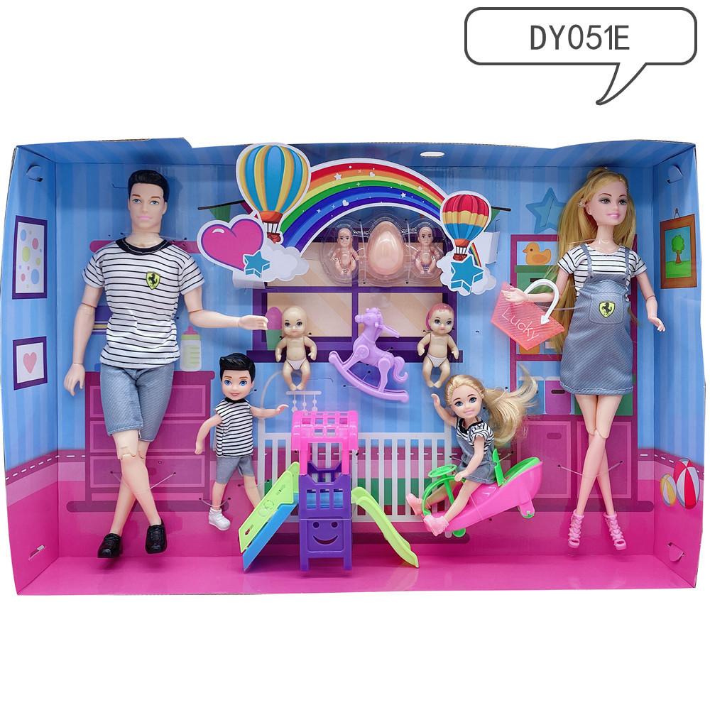 Puppenzubehör Baby-Puppen Schwangere Mutter Vater Kinder Familien-Set Weihnachts-Geburtstagsgeschenk für Puppenspiel Spielzeug,Keine Farbbox