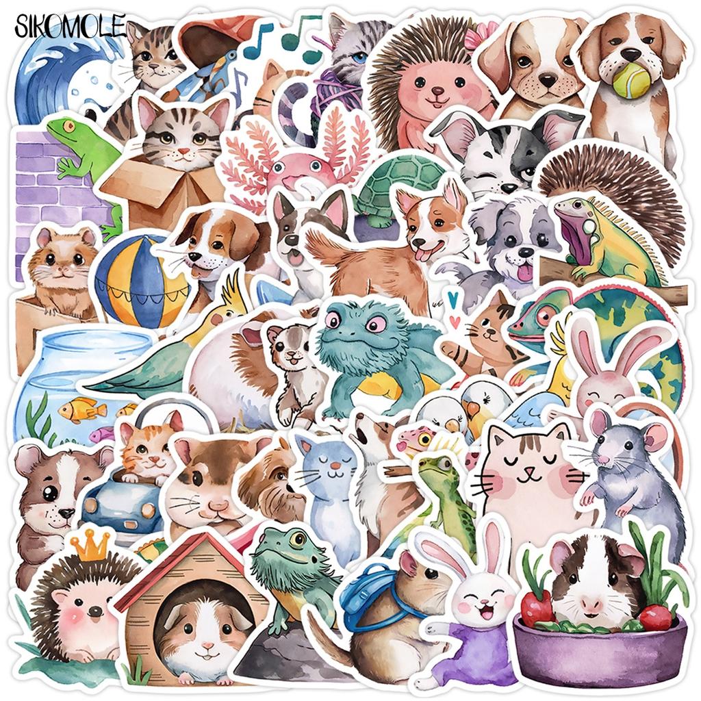 10 30 50Pcs Cartoon Beautiful Cute Watercolor Animal Stickers Aesthetic Diy Decoration Toys Travel Luggage Graffiti Sticker Pack