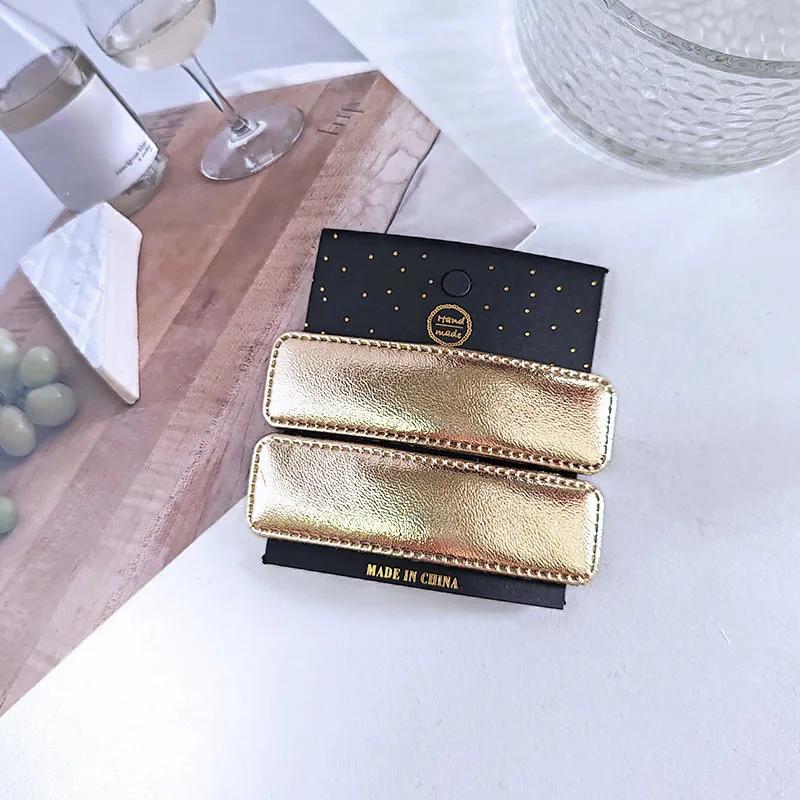 2ks Elegantní stříbrné pevné PU sponky do vlasů pro ženy, dívky, děti, retro dárek, vlasové doplňky, party, sváteční ozdoba