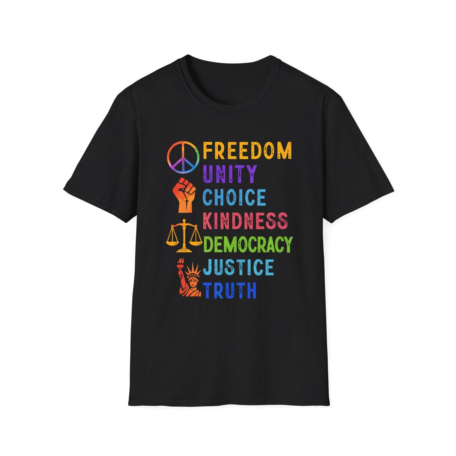 Subtle FDT Freedom Unity Choice T-Shirt | Anti Trump Shirt, No Kings, Resist Tee L