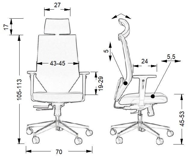 Swivel chair with extendable seat ZN-805-C tk.26
