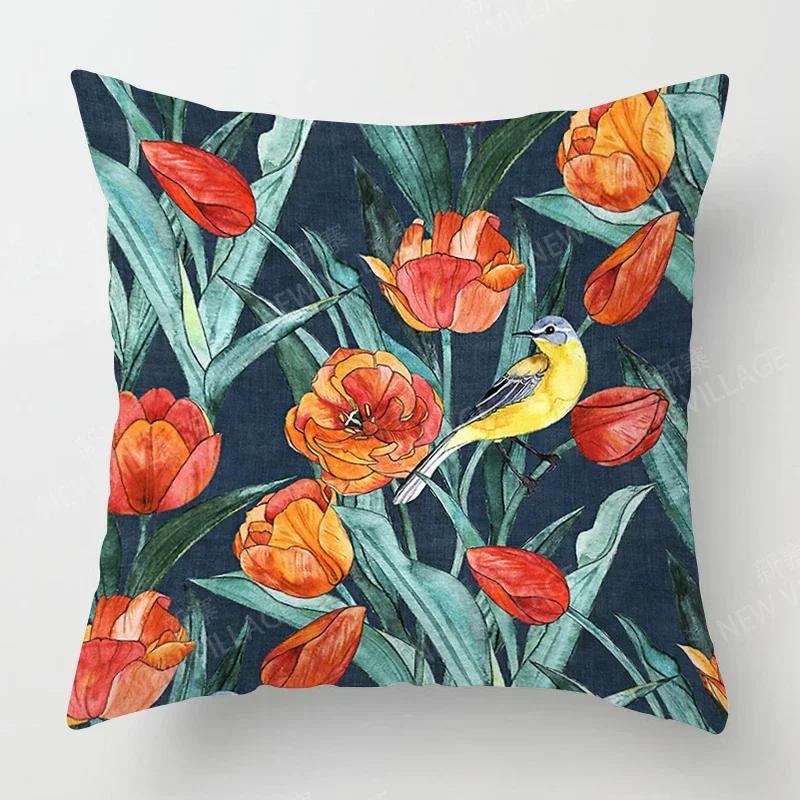 

Скандинавский Осенний Домашний Декор Осенняя Наволочка Декоративная Подушка Чехол на Подушку для Дивана Современный Растение Зеленый Лист 66x66cm