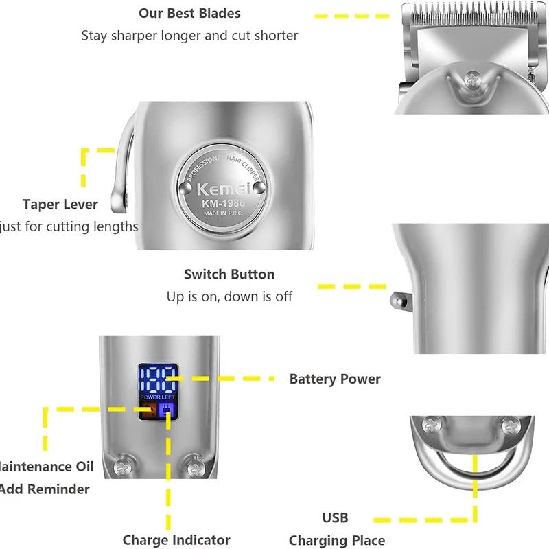 

Kemei KM-1986 Профессиональные машинки для стрижки волос Высококачественные профессиональные машинки для стрижки волос с длительным сроком службы