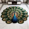 3D Peacock Pattern Plush Rug Non-Slip Backing Easy To Clean Various
