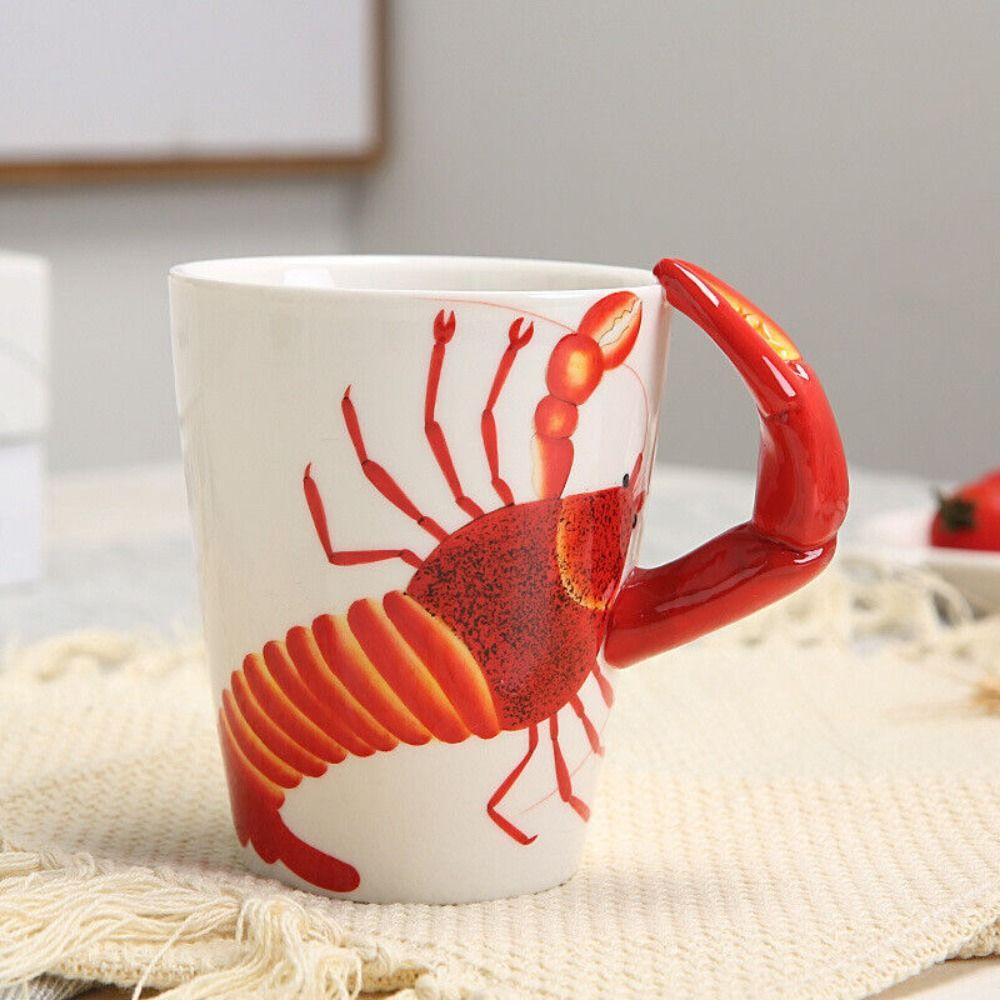 Kubek ceramiczny 3D stereoskopowy nowy z uchwytem malowidła kubek ze zwierzętami triceratops krab kubek śniadaniowy na herbatę/kawę/mleko kubek