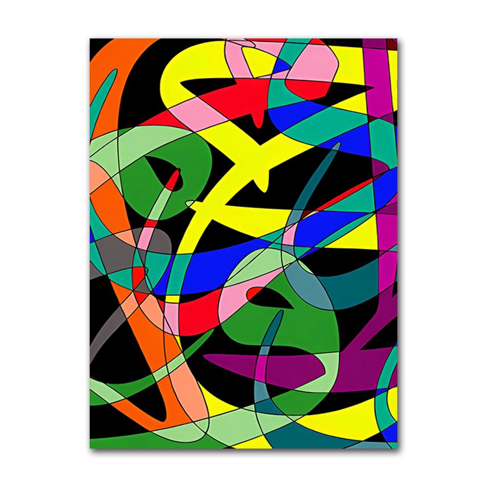 Classic Abstract Art Poster, Colorful Line Image Printing Canvas Art Painting, Used for Home Room Decoration Poster, Frameless