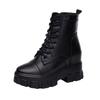 Trendy women's shoes new lace-up flat-bottom lace-up inner height-increasing short boots women