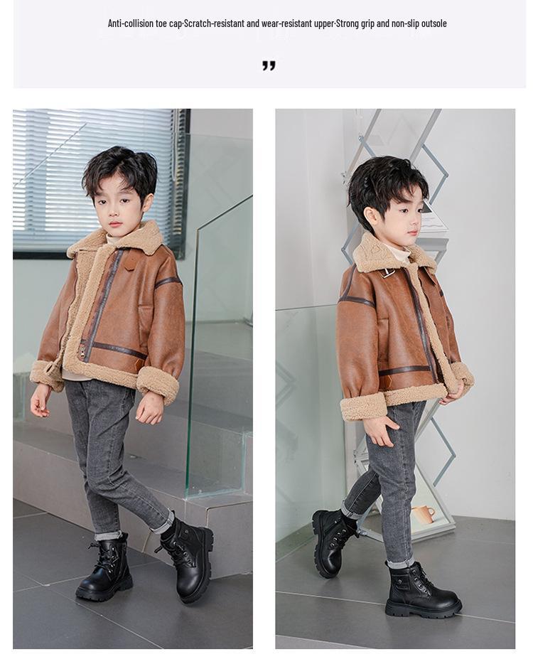 2025 Autumn/Winter New Martin Boots - Boys' & Girls' Fleece-lined Soft Sole Cotton Boots, British Style