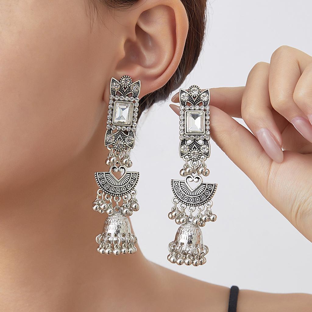 Vintage Bohemian Light Titanium Alloy Earrings , Ethnic Style Ear Cuff Stud Set for Women