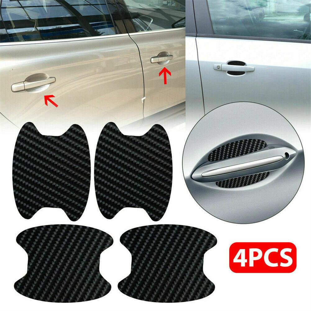 Carbon Fiber Texture Vinyl Car Door Handle Anti-Scratch Protector Film Stickers Accessories Auto Exterior Trim Black
