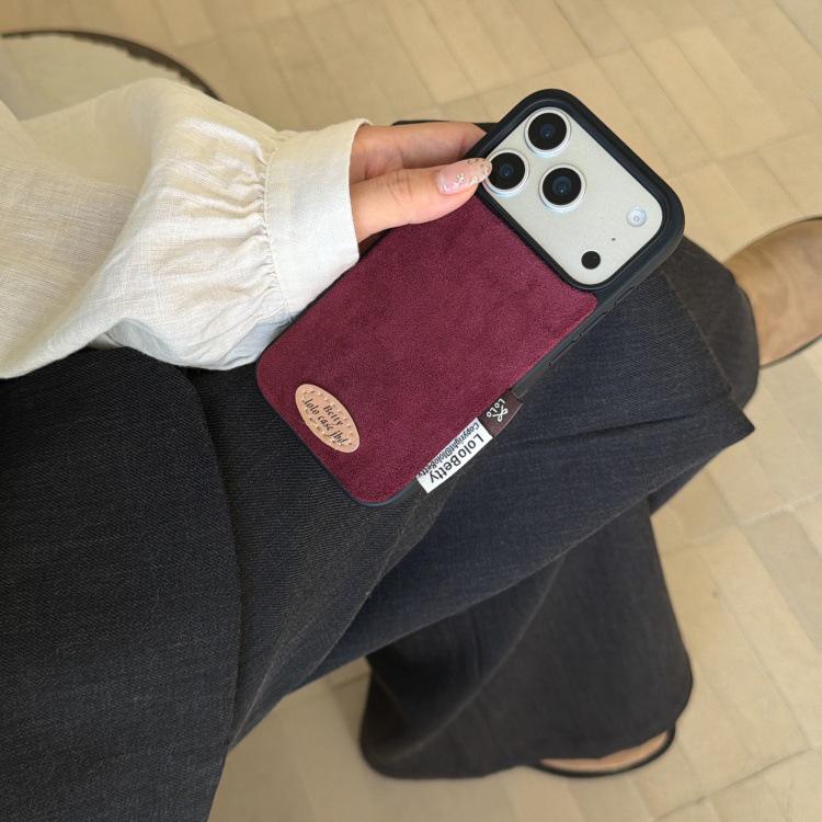 Autumn/Winter Retro Solid Suede Plush iPhone 17 Pro Max/16P/15/14 Case