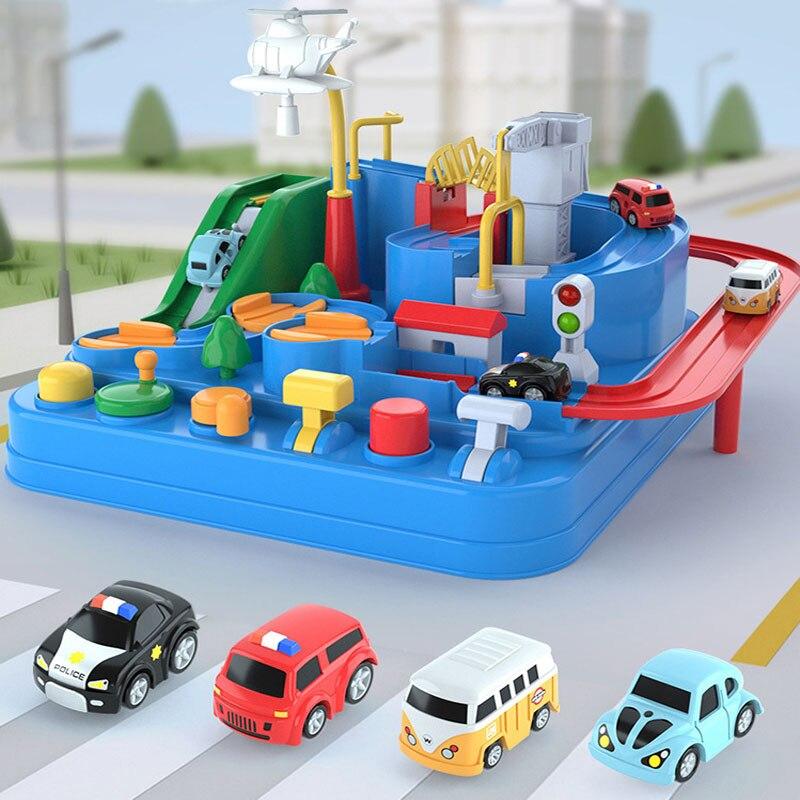 Racing Rail Car Model Racing Educational Toys Children Track Car Adventure Game Brain Game Mechanical Interactive Train Toy